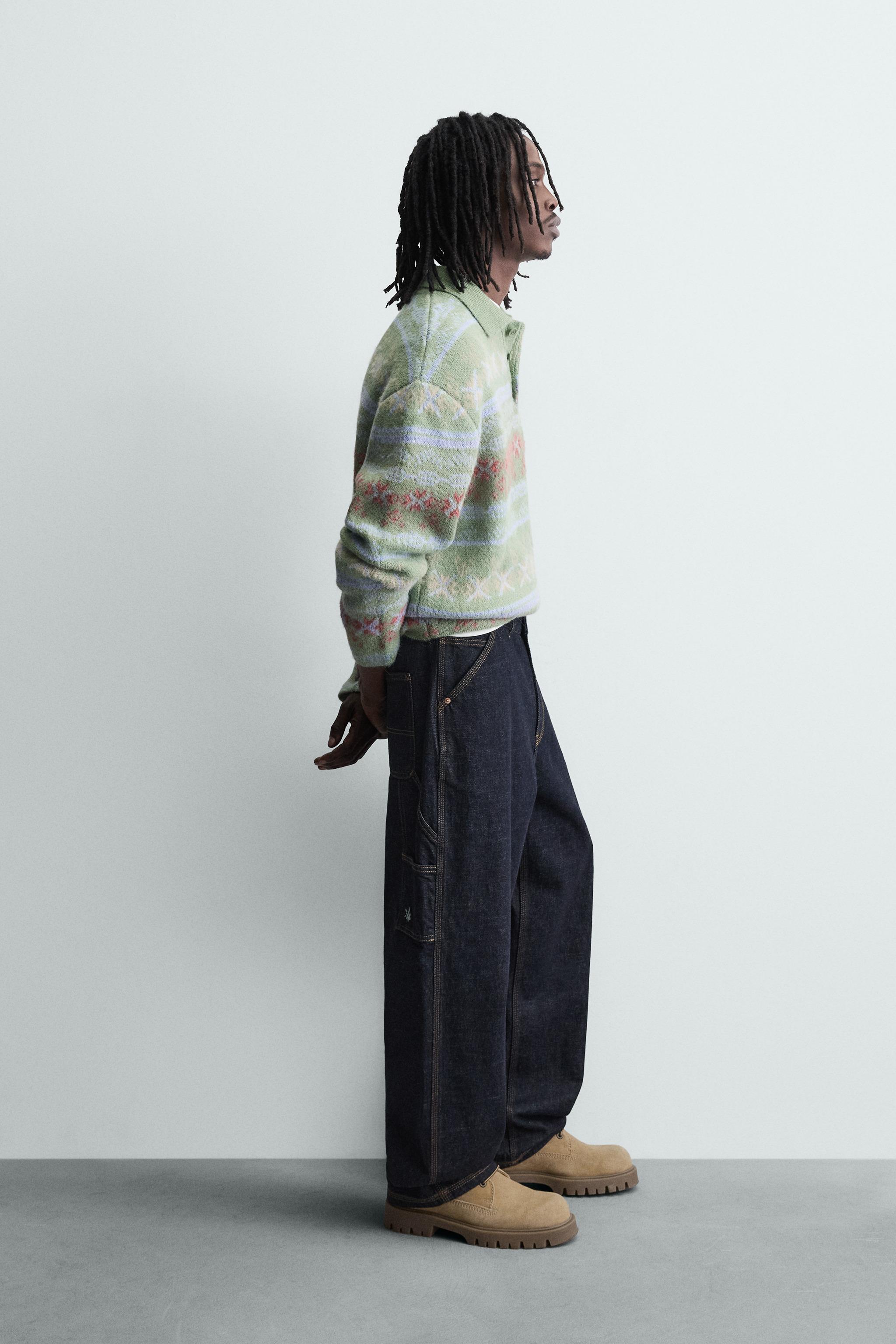 GEOMETRIC TEXTURED JACQUARD KNIT POLO SHIRT